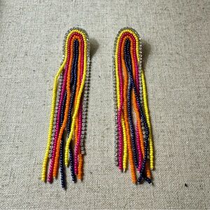 Multicolor Rhinestone Fringe Earrings